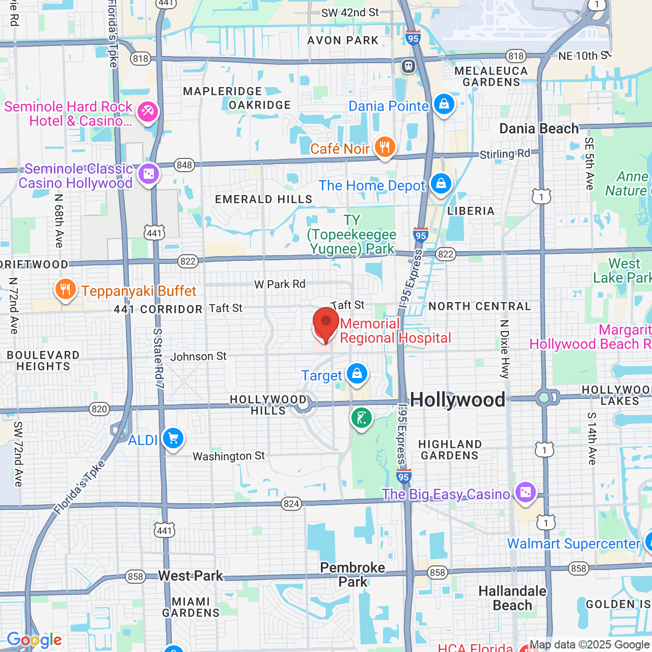 Google map image of our location in 3501 Johnson St Hollywood, FL